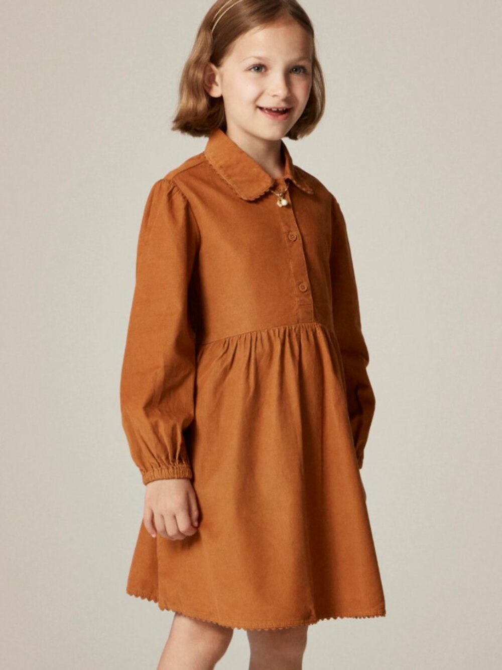 Crewcuts Girls Corduroy Dress Size 7 Brown